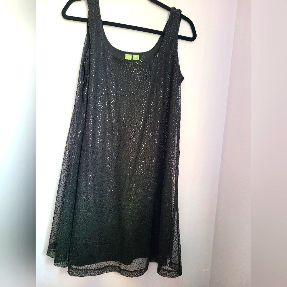 Black sequence cocktail dress, size 11, gently worn